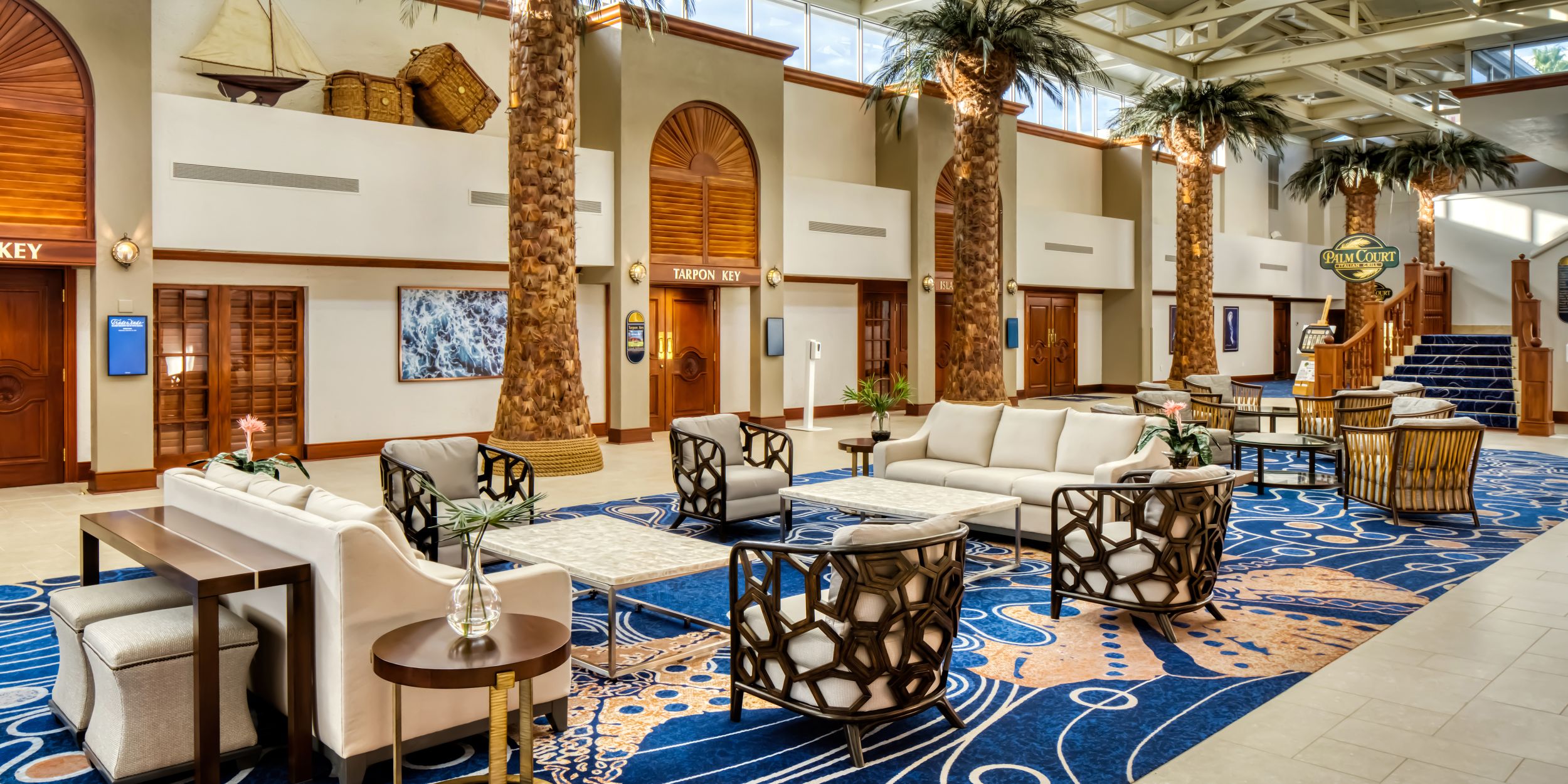 A Living Area With A Building In The Background