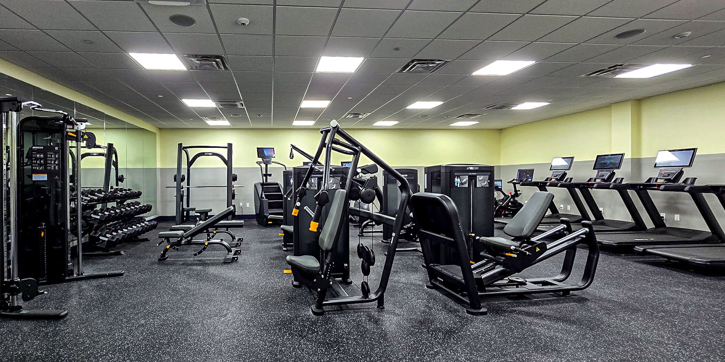A Gym With Treadmills